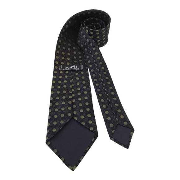 Hermes paris tie-green & - Gem HERMES PARIS Green Geometric Tie 100% Silk Made In France 56\